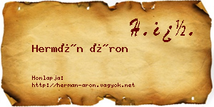 Hermán Áron névjegykártya